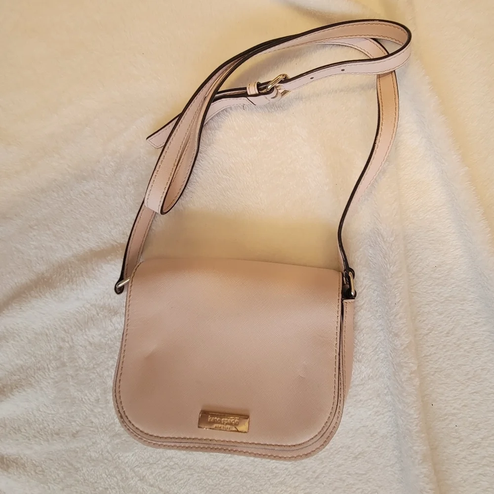 Kate Spade New York Blush Pink Crossbody Bag Saffiano Leather Minimalist